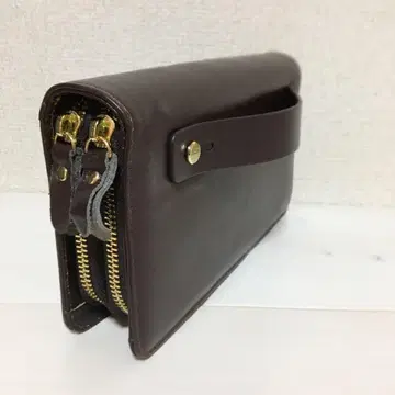 E23 새상품 천연 가죽 오거나이저 세컨드 백 지갑 더블 지퍼