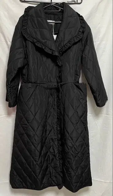 블랙 퀼팅 롱 코트 블랙