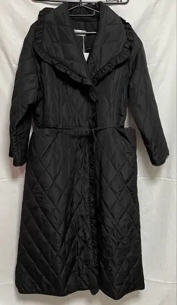 블랙 퀼팅 롱 코트 블랙