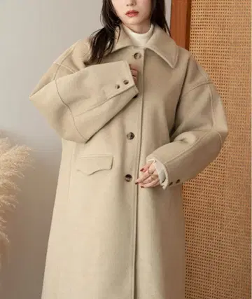 hinari 미니 샤기 롱 코트 S 사이즈 베이지