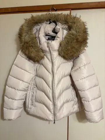 아이보리 퍼 다운 자켓