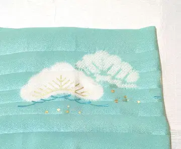 민트 그린 오비 장식 천  금채 자수 소나무