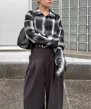 DRAW / 2턱 하이웨스트 턱 포켓 벨트 팬츠