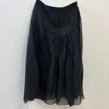 tibi 블랙 쉬폰 플레어 스커트