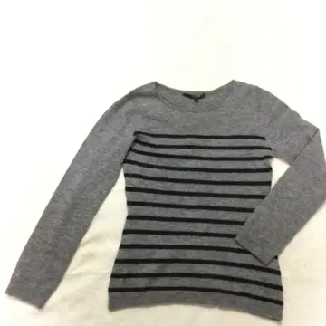 SHIPS 캐시미어 100% 그레이 보더 긴팔 니트 S