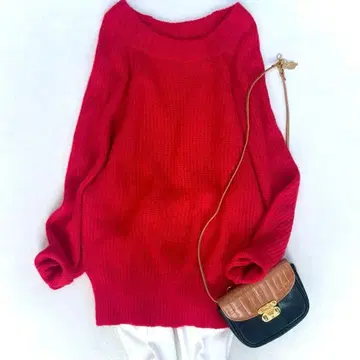 스픽 앤 스팬 아제 풀오버 빨간색 볼륨 소매