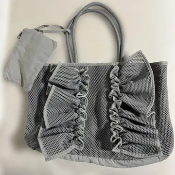 그레이 메쉬 토트백 파우치 포함