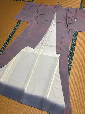 더스티 핑크와 블루 그레이 코몬 기모노