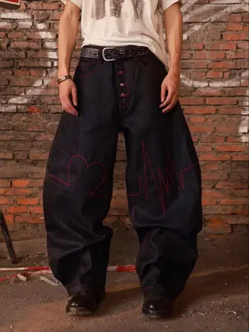 HAS2SONS [ 심전도 ] 셀비지 데님 와이드 팬츠