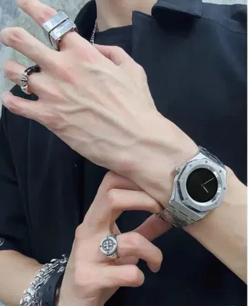 무로고 쿼츠 실버 워치 손목시계