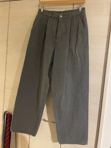 Graphpaper 그레이 플리츠 와이드 팬츠