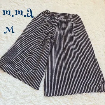 [빈티지] 스트라이프 허리 뒷부분 밴딩 크롭 가우초 팬츠 M