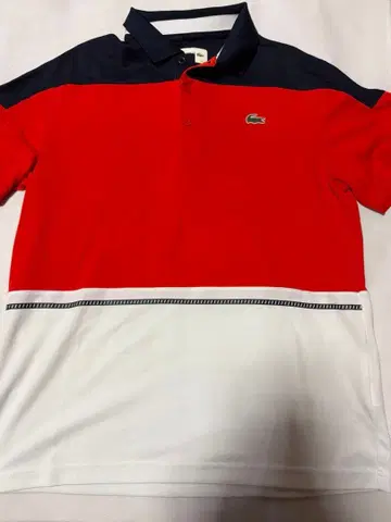 LACOSTE 피케 셔츠 M 레드 네이비 화이트 라코스테