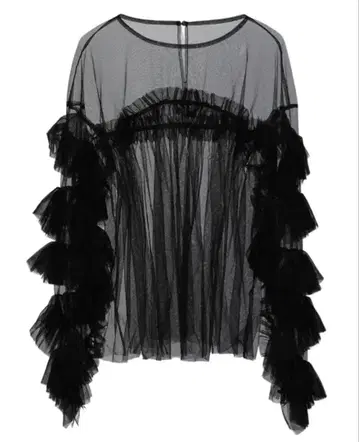 ANDRESD 데코레이티브 튤 탑 블랙