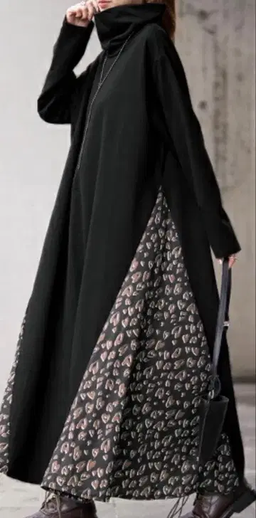 하그유 HUG.U 터틀넥 롱 원피스 블랙