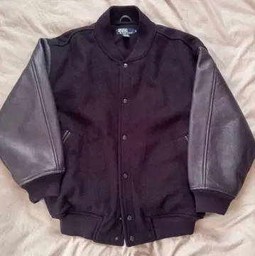 레어 새상품급 90s 랄프 로렌 울 가죽 바시티 자켓 블랙