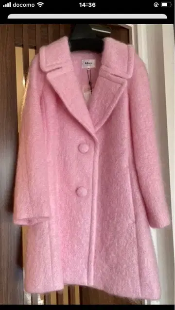 준코 시마다 모헤어 코트 핑크 택 포함 미사용 새상품