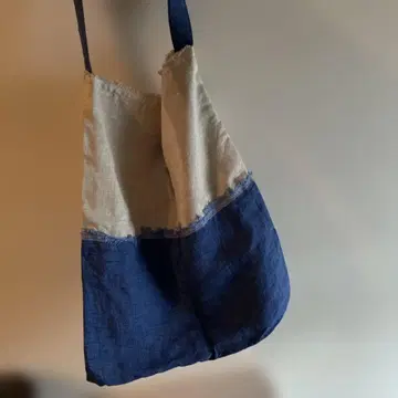 [ 새상품 ] 라오스 Her Works 린넨 토트백 네이비 나염