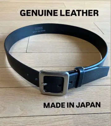 천연 가죽 블랙 벨트 실버 버클 일본제