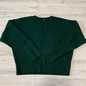 [ UNIQLO ] 스무스 코튼 크루넥 스웨터 그린 남녀 공용 M