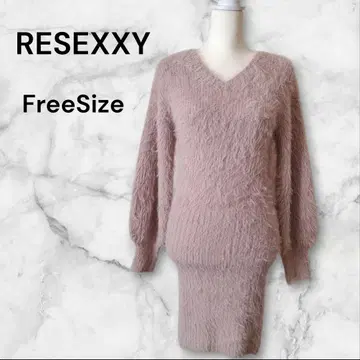 RESEXXY 리젝시 샤기 니트 원피스 핑크