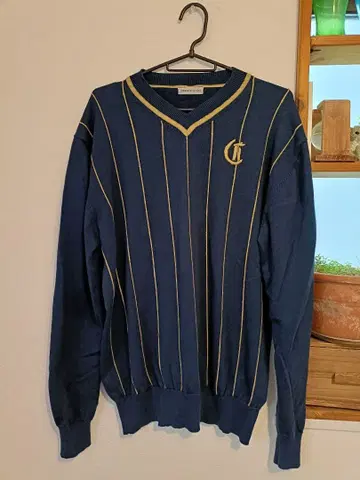 헤이세이 레트로 미사용 JUNMEN 영국풍 자수 코튼 니트 M