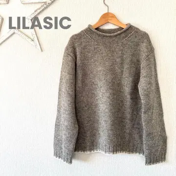 LILASIC 그레이 니트 스웨터 긴팔 크루넥