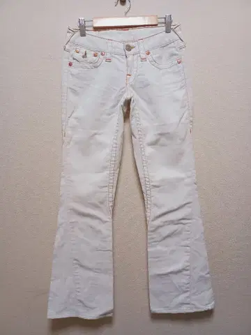 트루 릴리전 JOEY 로우라이즈 코듀로이 플레어 화이트 y2k