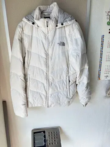 The North Face 후드 부착 다운 자켓 화이트
