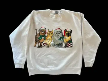 90s 양면 프린트 맨투맨 고양이 아이묭 착용