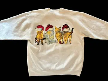 90s ONEITA 고양이 프린트 맨투맨 XL 양면 프린트