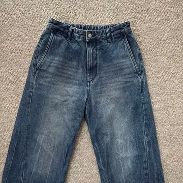 WYM CURVED FLARE DENIM SLACKS 인디고 블루