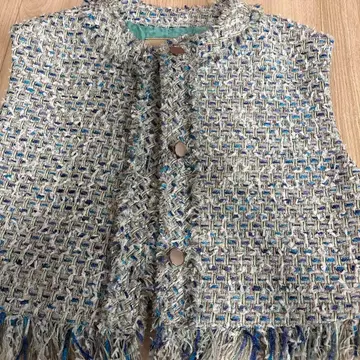 유나이티드 애로우즈 블루 계열 트위드 슬리브리스 베스트