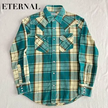 ETERNAL 이터널 체크 헤비 플란넬 셔츠 웨스턴 M 일본제