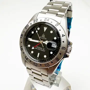 ELGIN 엘진 쿼츠 남성용 손목시계 24시간침 블랙