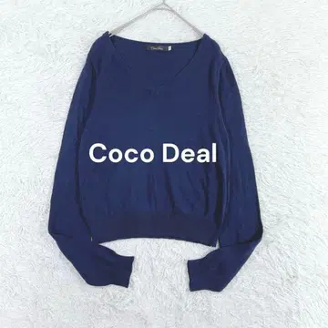 코코딜 실크 혼방 V넥 니트 M 네이비 드레이프감 심플 무지 얇음