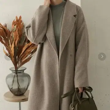 어반 리서치 도어스 울 롱 체스터 코트 베이지 그레이지