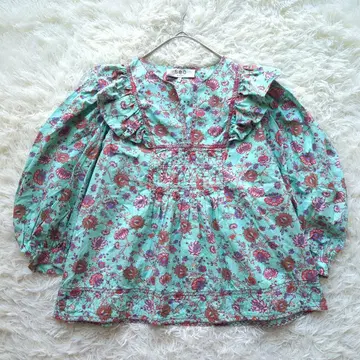 SEA NEW YORK 시 뉴욕 꽃무늬 자수 블라우스 민트