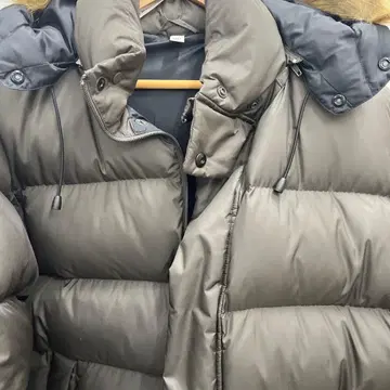 다운 자켓 탈부착 후드 유니클로 올리브