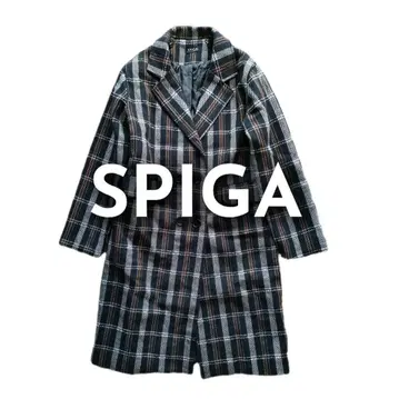 [ 가격 인하 ] SPIGA 더블 버튼 롱 코트 차분한 배색 타탄 체크