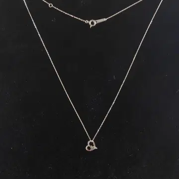 K10 화이트 골드 하트형 펜던트 목걸이