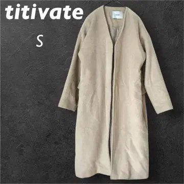 [ti tivate] 노카라 백 프릴 코트 S 화이트 베이지