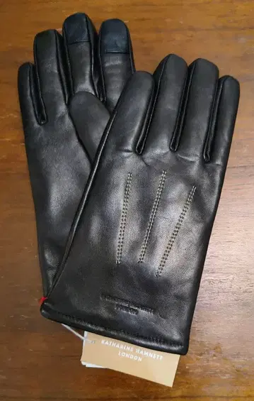 캐서린 햄넷 새상품 남성용 가죽 그로브 (스티치/블랙 24)