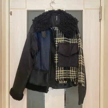 아우라 아이라 트위드 데님 콤비네이션 블루종