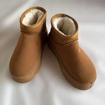 브라운 퍼 라이닝 숏부츠 새상품