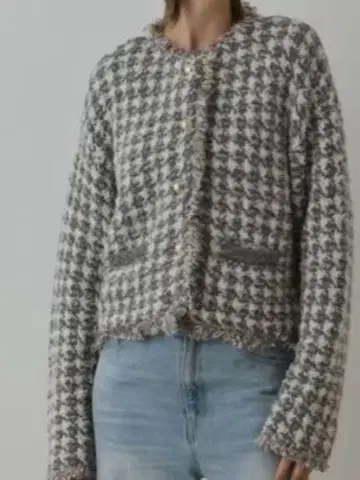 그레이스 콘티넨탈 2025AW 트위드 니트 숏 가디건 그레이