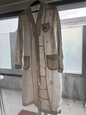 린넨 워크 드레스 워크 코트 프랑스 빈티지