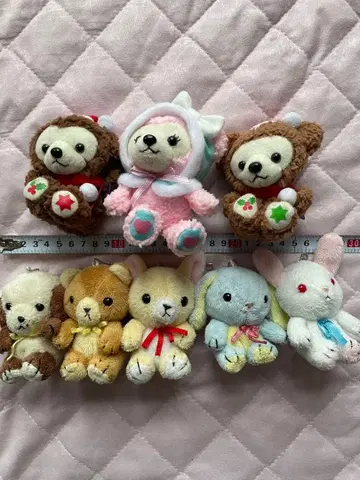 동물 캐릭터 스트랩 포함 봉제 인형 세트