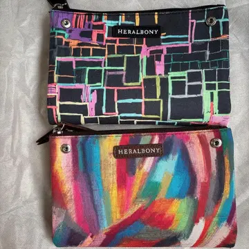 HERALBONY 트래블 파우치 멀티 컬러 디자인 2개 세트