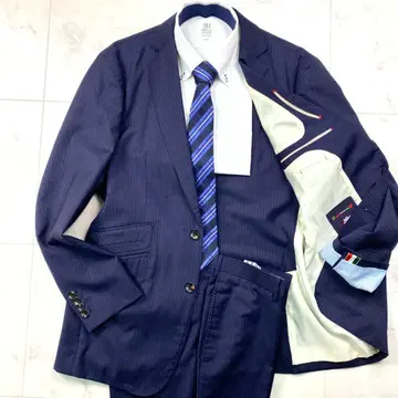 빅 사이즈 아레질 벨트 앙제리코 남성용 수트 다크 네이비 블루